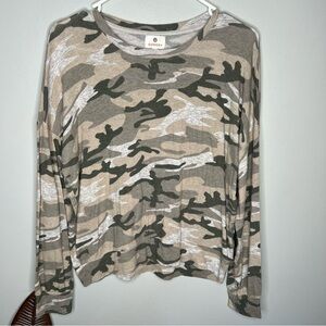 Sundry Camo Off Shoulder Sweatshirt